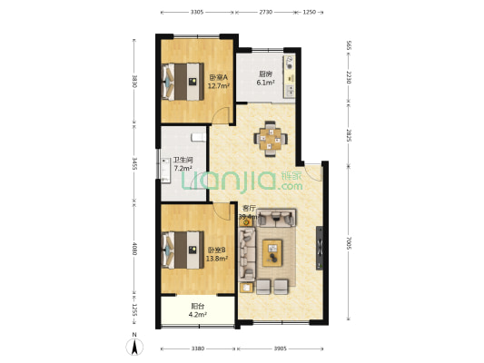 钱塘宁馨花园 2室1厅1卫 103平方