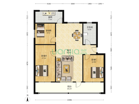 统计局家属院 3室1厅1卫 120平方