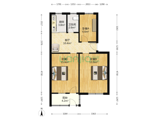 尧化新村103号 3室1厅1卫 69平方