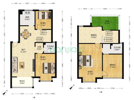 新华苑(温江) 3室1厅2卫 129平方
