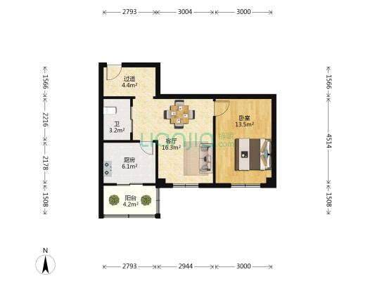 三好街95号 1室1厅1卫 52平方