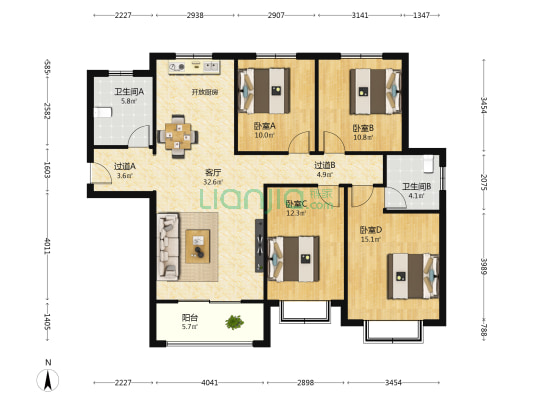 许昌翰林华府 4室1厅2卫 142平方