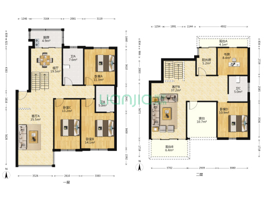 水华家园 5室3厅3卫 182平方