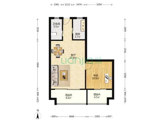 李子园大厦 1室1厅1卫 80平方