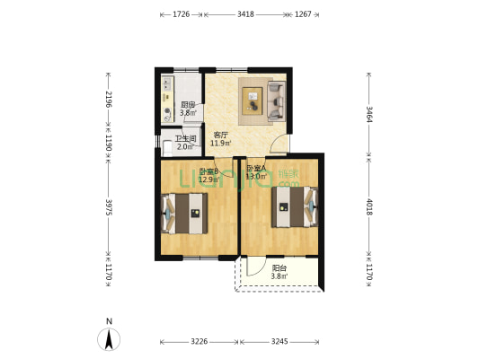 杏糖生活片区 2室1厅1卫 59平方
