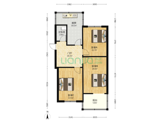 滏河北大街128号供电局家属院 3室0厅1卫 76平方