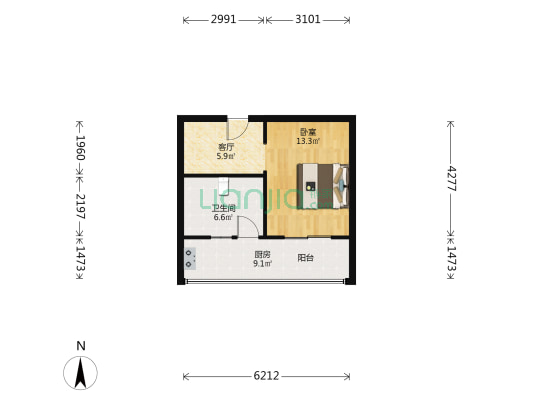 栗胜路24号院 1室1厅1卫 33平方