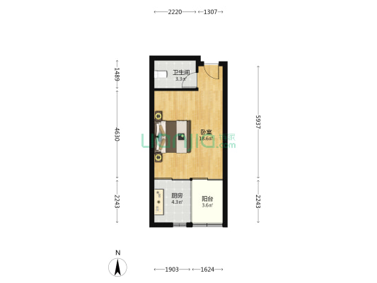 立丰城市生活广场 1室0厅1卫 37平方