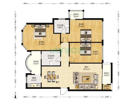 世纪城望春苑 3室1厅2卫 151平方