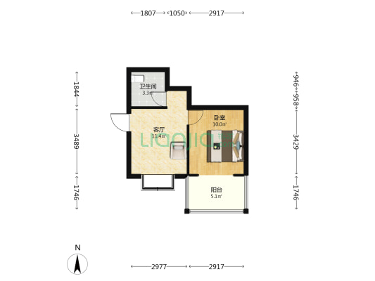金碧苑北区 1室1厅1卫 54平方