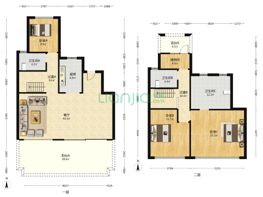 龙湖颐和上院 3室1厅3卫 169平方