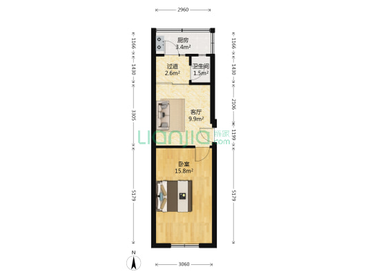 欣迁里 1室1厅1卫 42平方