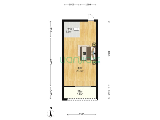 三木海立方 1室0厅1卫 57平方