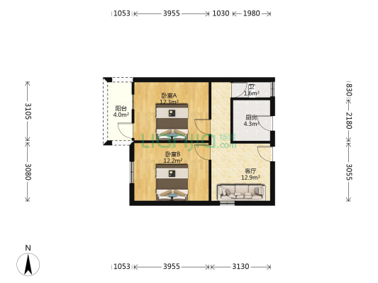 南浦路8号 2室1厅1卫 59平方