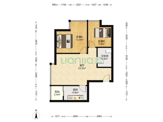 大商汇 2室1厅1卫 78平方