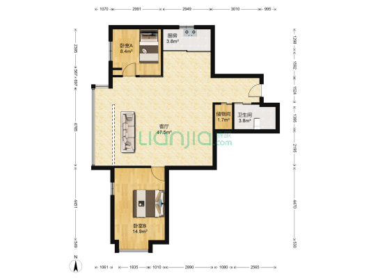 文景花苑 2室1厅1卫 106平方