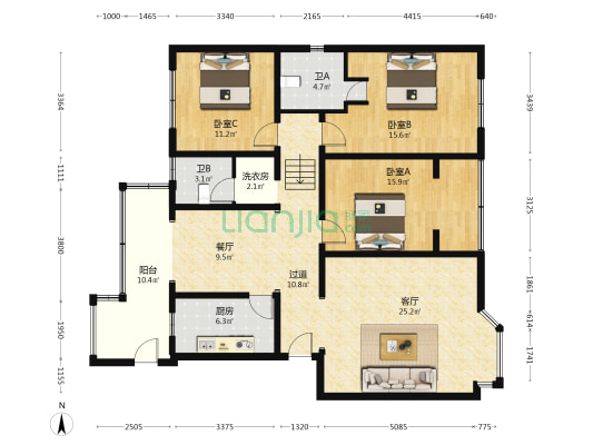 景环路89号院 3室2厅2卫 131平方