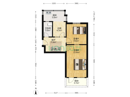 翠园路 2室1厅1卫 54平方