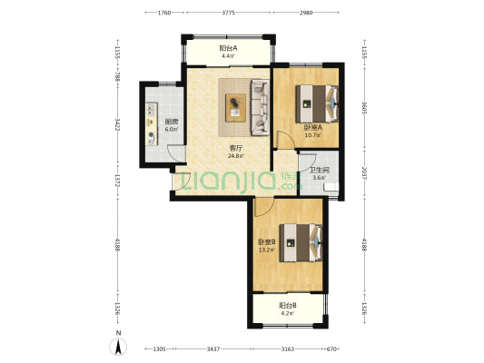 南庭芳 2室1厅1卫 95平方