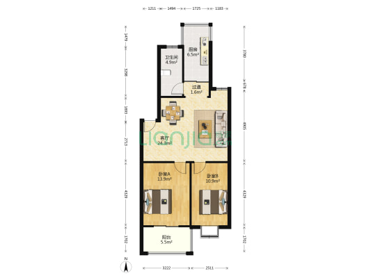 鑫庭雅苑 2室1厅1卫 78平方