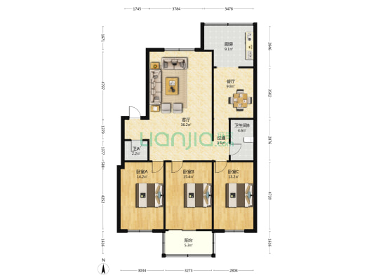 滏河北大街54号(科协家属院) 3室2厅2卫 126平方