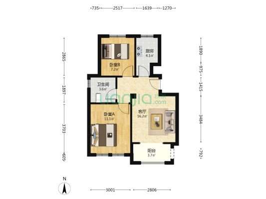 海泰居 2室1厅1卫 63平方