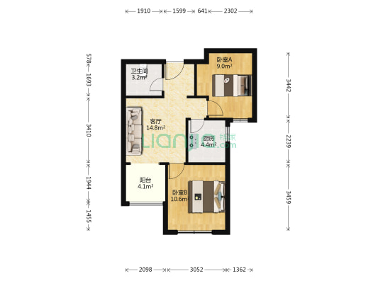 万润苑 2室1厅1卫 70平方
