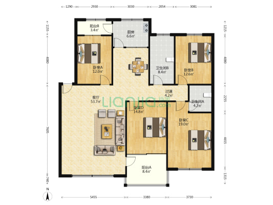 国土资源局家属院 4室1厅2卫 176平方