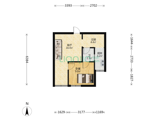 安城大厦 1室1厅1卫 47平方
