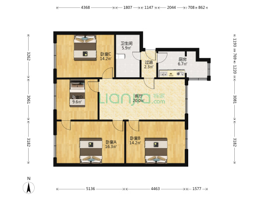 遵义路280号 4室1厅1卫 101平方