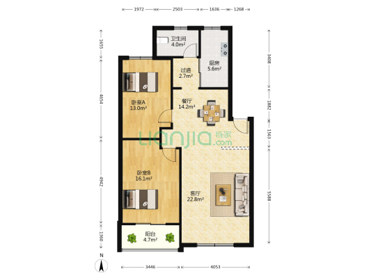 武汉工贸职业学院教工住宅 2室2厅1卫 98平方