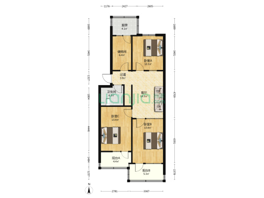 春光巷3号院 3室1厅1卫 91平方