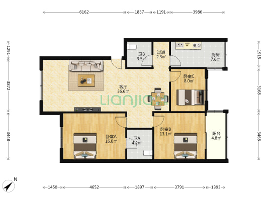 平福路48号 3室1厅2卫 112平方