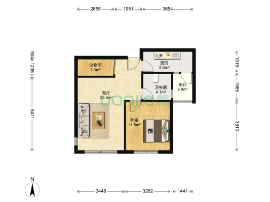 星韵花园一期 1室1厅1卫 68平方