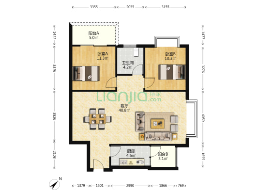 华欣佳园 2室1厅1卫 97平方