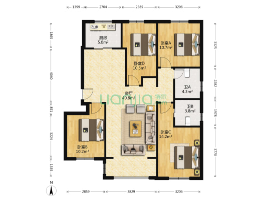 金隅冀东玺唐 4室1厅2卫 133平方