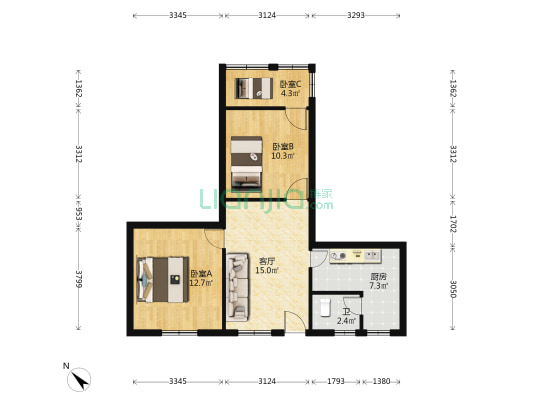 长江西路二段132号 3室1厅1卫 68平方