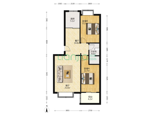 一梯两户板楼，小区密度低，车位充足。-户型图