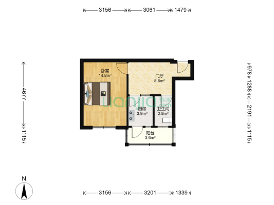 锅炉二新区 1室0厅1卫 44平方