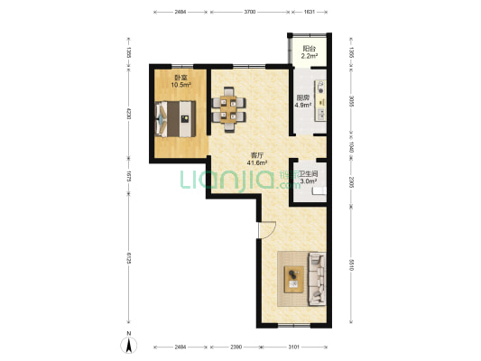 麓秀佳园 1室1厅1卫 81平方