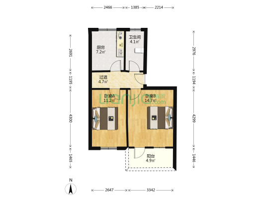 农行家属院（劳动路） 2室0厅1卫 55平方