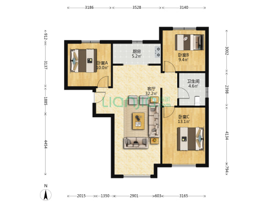 高铁通勤，800米有学XIAO 太方便-户型图