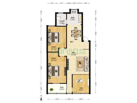 依水佳苑 3室1厅1卫 95平方