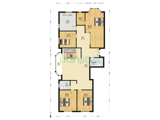 银达雅居 4室2厅2卫 207平方
