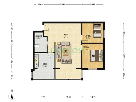 双峰路 2室1厅1卫 87平方