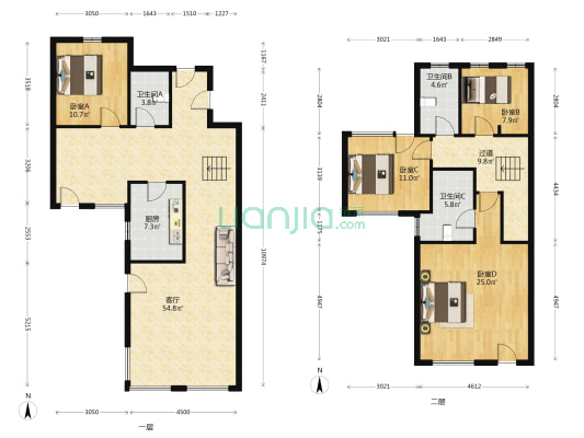 恒大汇鑫山庄 4室1厅3卫 183平方