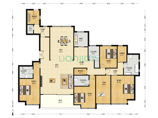 兰香湖壹号 5室2厅5卫 269平方