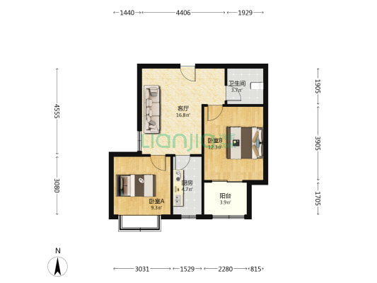 此房位于华阳主路旁，电梯房，交通便利-户型图