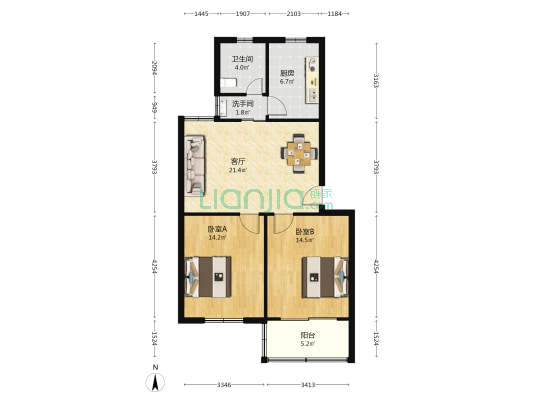 青杉路318弄 2室1厅2卫 79平方