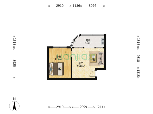富力路 1室1厅0卫 41平方